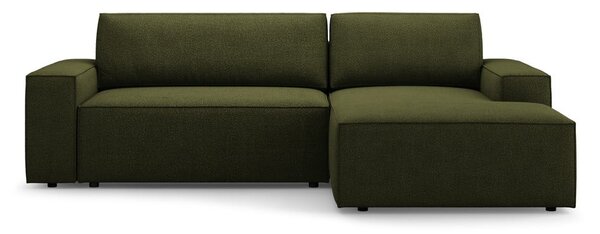 Ciemnozielony rozkładany narożnik z materiału bouclé (prawostronny) Jodie – Micadoni Home