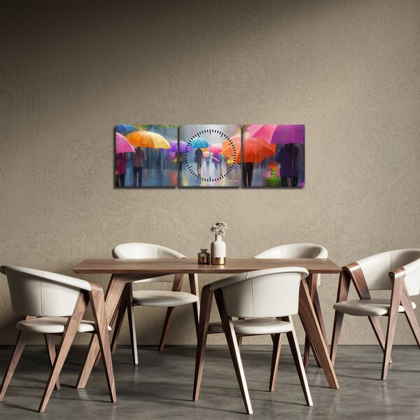 Obraz - Deszczowy dzień (z zegarem) (90x30 cm)