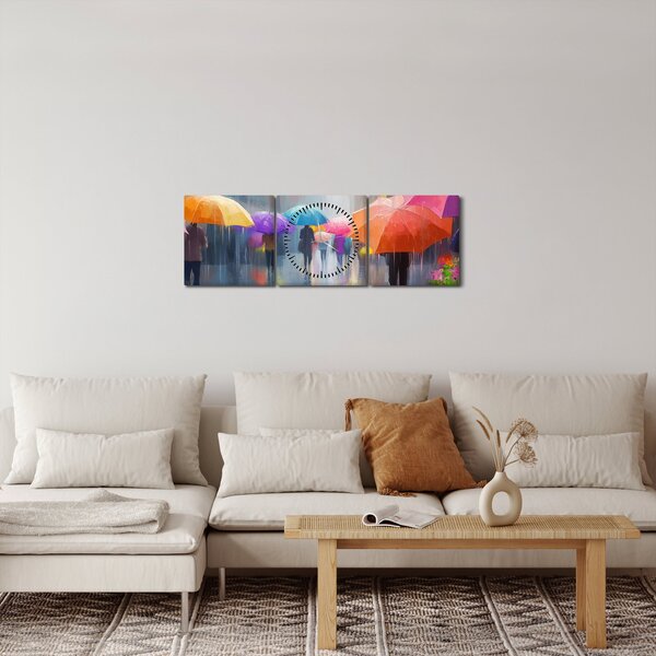 Obraz - Deszczowy dzień (z zegarem) (90x30 cm)