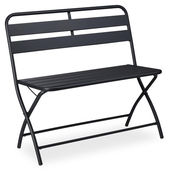 Ławka ogrodowa składana - Dwuosobowa - Metalowa - Odporna na warunki atmosferyczne - 90 cm - Antracytowa