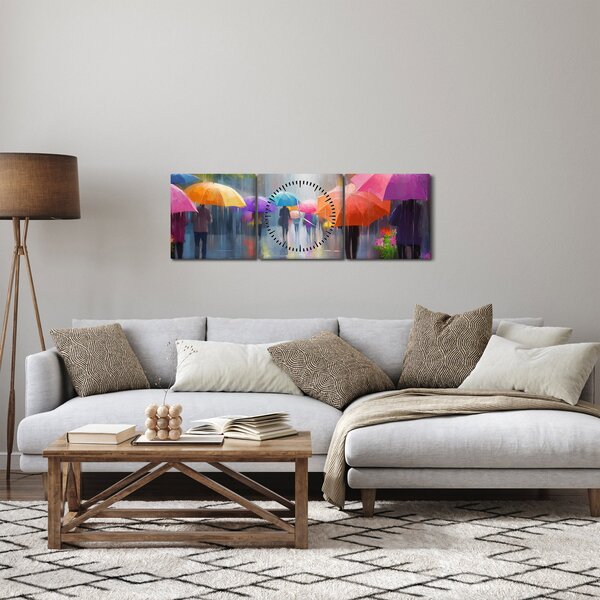 Obraz - Deszczowy dzień (z zegarem) (90x30 cm)