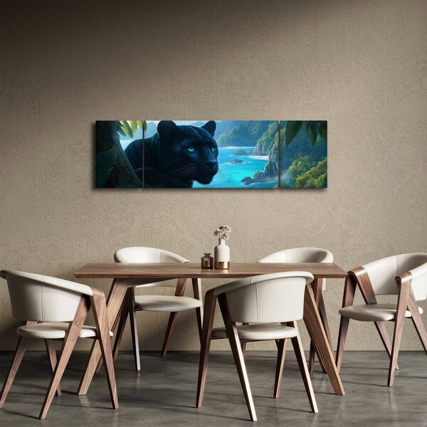 Obraz - Czarny panter w dżungli (170x50 cm)