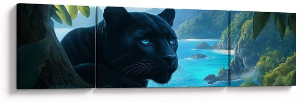 Obraz - Czarny panter w dżungli (170x50 cm)
