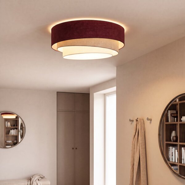Lampa Sufitowa Duolla, Trio, czerwony, kuchnia, tkanina | tekstylia, młodzieżowy