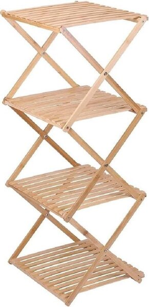 Stojak łazienkowy kuchenny półka - Bambus - 4 poziomy - Naturalny - Składany - 40 x 33,5 x 93,5 cm