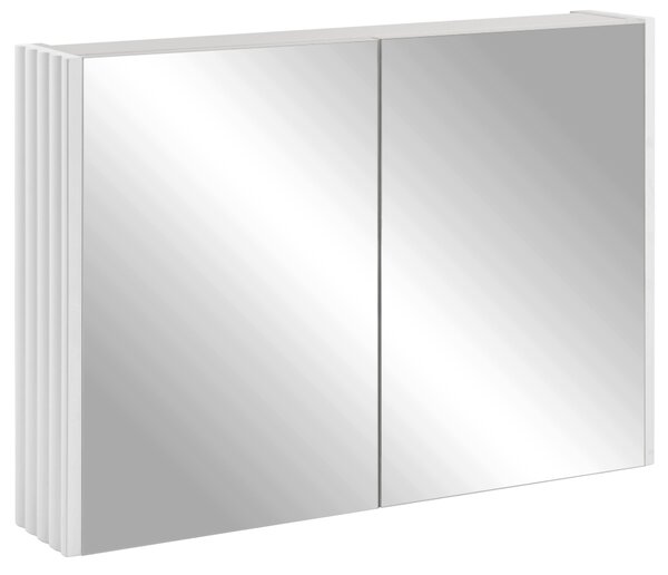 Rodan Szafka z Lustrem 80 cm - Szara - Białe Panele Boczne - Wisząca - Bezuchwytowa - 2-drzwiowa - BELLO