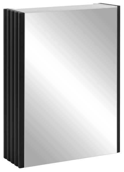 Rodan Szafka z Lustrem 40 cm - Szara - Czarne Panele Boczne - Wisząca - Bezuchwytowa - 1-drzwiowa - BELLO