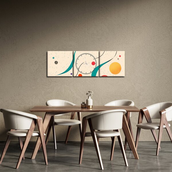 Obraz - Minimalistyczna kolorowa ilustracja (z zegarem) (90x30 cm)