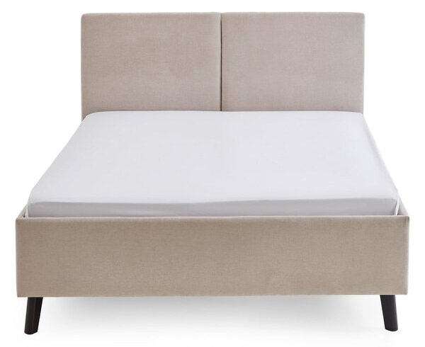 Beżowe tapicerowane łóżko dwuosobowe ze stelażem 140x200 cm Piano – Meise Möbel
