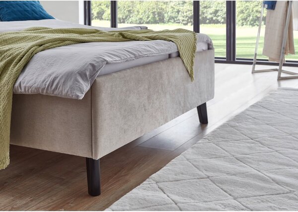 Beżowe tapicerowane łóżko dwuosobowe ze stelażem 140x200 cm Piano – Meise Möbel