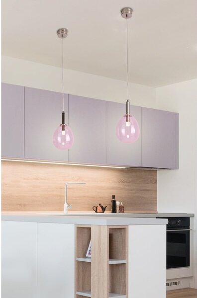 Fioletowa lampa wisząca LED ze szklanym kloszem Lukka – Candellux Lighting