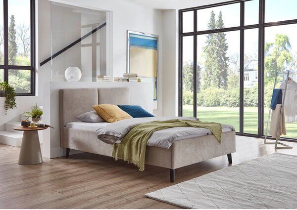 Beżowe tapicerowane łóżko dwuosobowe ze stelażem 140x200 cm Piano – Meise Möbel