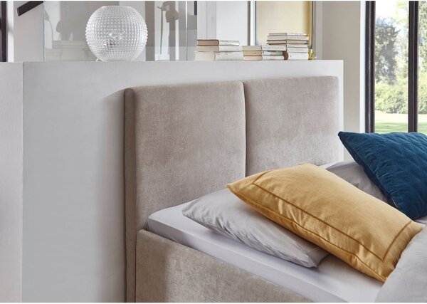 Beżowe tapicerowane łóżko dwuosobowe ze stelażem 140x200 cm Piano – Meise Möbel