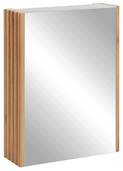 Rodan Szafka z Lustrem 40 cm - Szara - Panele Boczne Dąb Craft Złoty - Wisząca - Bezuchwytowa - 1-drzwiowa - BELLO