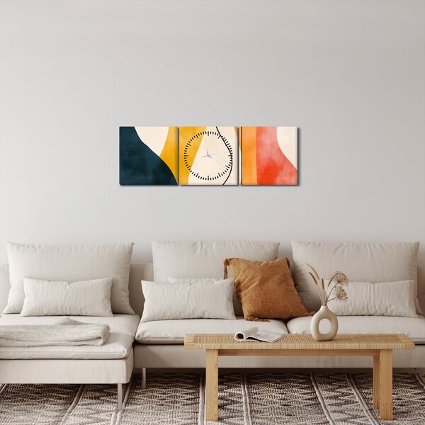Obraz - Minimalistyczna kolorowa ilustracja II. (z zegarem) (90x30 cm)