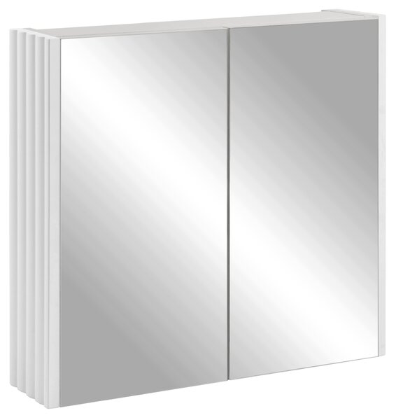 Rodan Szafka z Lustrem 60 cm - Szara - Białe Panele Boczne - Wisząca - Bezuchwytowa - 2-drzwiowa - BELLO