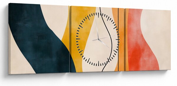 Obraz - Minimalistyczna kolorowa ilustracja II. (z zegarem) (90x30 cm)