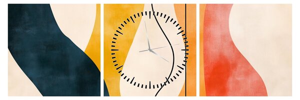 Obraz - Minimalistyczna kolorowa ilustracja II. (z zegarem) (90x30 cm)