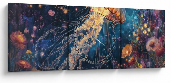 Obraz - Magiczna meduza (z zegarem) (90x30 cm)