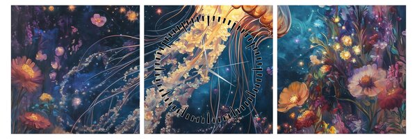 Obraz - Magiczna meduza (z zegarem) (90x30 cm)