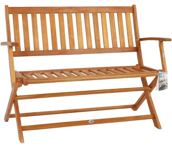 Ławka ogrodowa ławka parkowa - 120 x 90 x 55 cm - Drewno eukaliptusowe - Składana - Brązowa