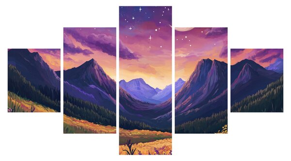 Obraz - Fioletowy krajobraz (125x70 cm)