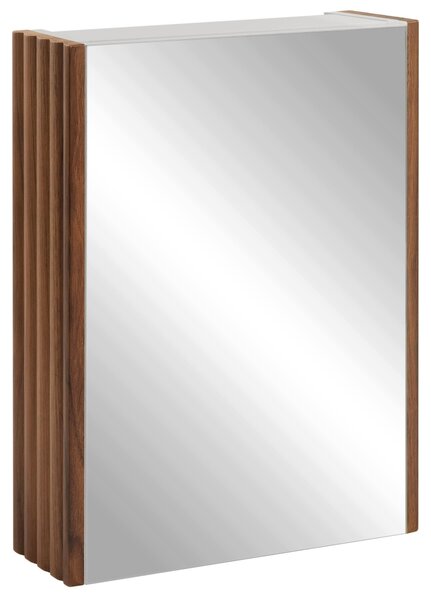 Rodan Szafka z Lustrem 40 cm - Szara - Panele Boczne Dąb Orzech - Wisząca - Bezuchwytowa - 1-drzwiowa - BELLO