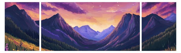 Obraz - Fioletowy krajobraz (170x50 cm)