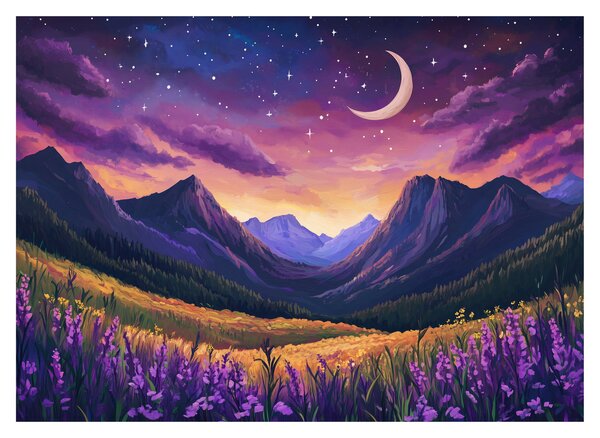Obraz na szkle - Fioletowy krajobraz (70x50 cm)