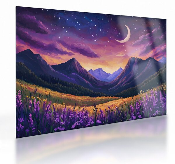 Obraz na szkle - Fioletowy krajobraz (70x50 cm)