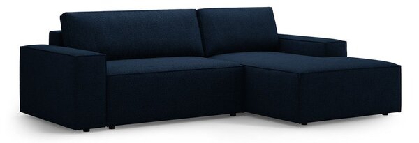 Ciemnoniebieski rozkładany narożnik z materiału bouclé (prawostronny) Jodie – Micadoni Home