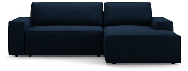 Ciemnoniebieski rozkładany narożnik z materiału bouclé (prawostronny) Jodie – Micadoni Home