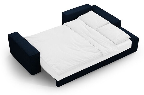 Ciemnoniebieski rozkładany narożnik z materiału bouclé (prawostronny) Jodie – Micadoni Home