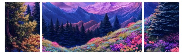 Obraz - Fioletowy krajobraz przy pełni księżyca (170x50 cm)