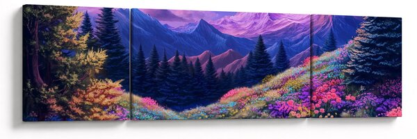 Obraz - Fioletowy krajobraz przy pełni księżyca (170x50 cm)
