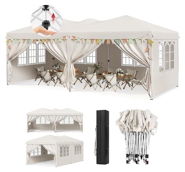 Namiot ogrodowy pawilon składany - Oxford 210D - 3 x 6 m - Srebrny