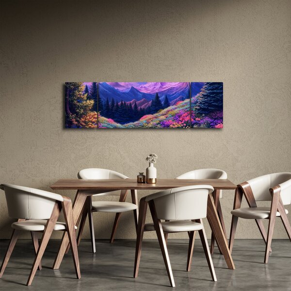 Obraz - Fioletowy krajobraz przy pełni księżyca (170x50 cm)