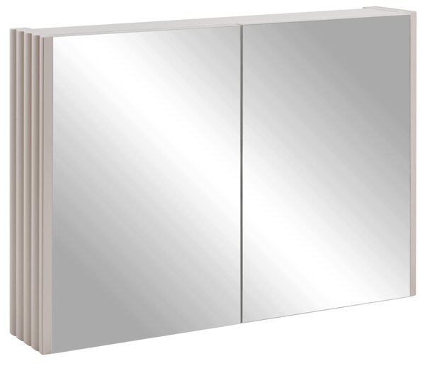 Rodan Szafka z Lustrem 80 cm - Szara - Panele Boczne Kaszmir - Wisząca - Bezuchwytowa - 2-drzwiowa - BELLO