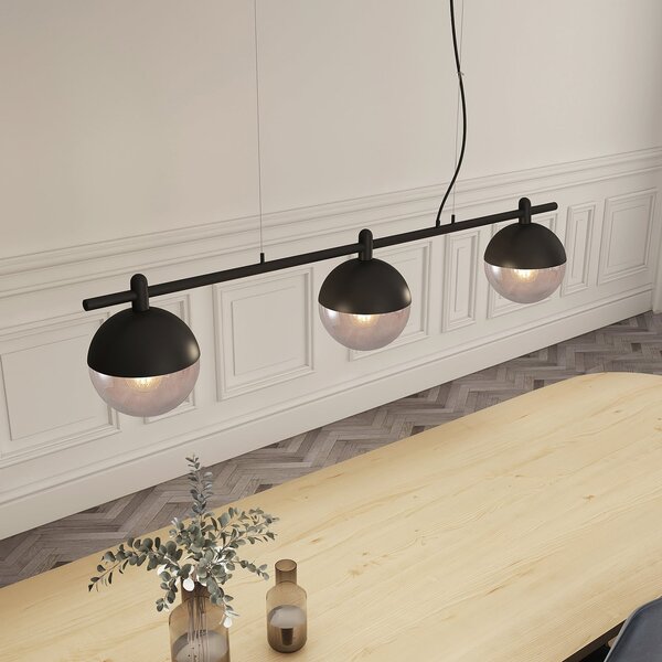 Lampa Wisząca Lucande, Dustian, ściemnialny, czarny, kuchnia, szkło, design