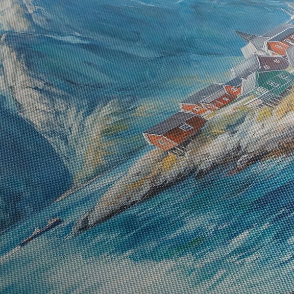 Obraz - Norweskie miasteczko (z zegarem) (90x30 cm)