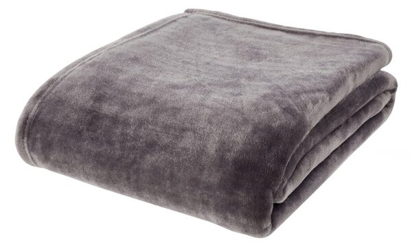Ciemnoszary koc z mikropluszu 130x170 cm Raschel Velvet – Catherine Lansfield
