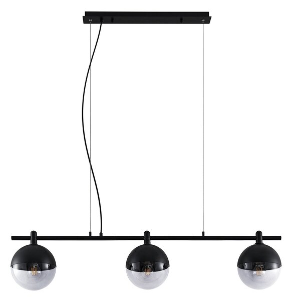 Lampa Wisząca Lucande, Dustian, ściemnialny, czarny, kuchnia, szkło, design