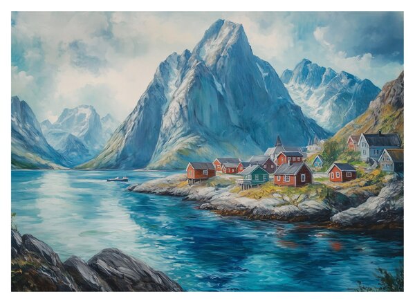 Obraz na szkle - Norweskie miasteczko (70x50 cm)