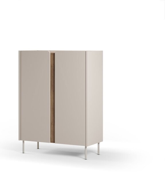 Kremowo-naturalna szafka w dekorze dębu 90x120x40 cm Lucile – Marckeric