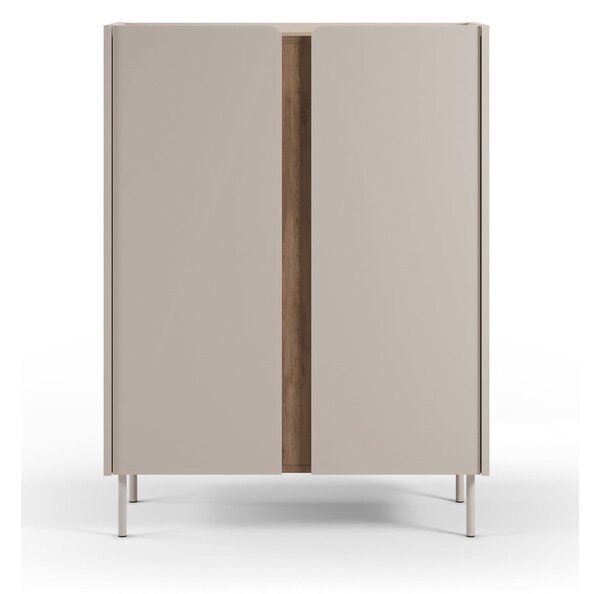 Kremowo-naturalna szafka w dekorze dębu 90x120x40 cm Lucile – Marckeric