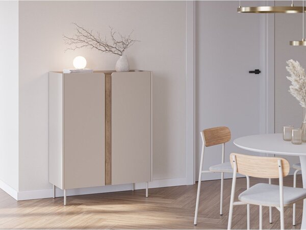 Kremowo-naturalna szafka w dekorze dębu 90x120x40 cm Lucile – Marckeric