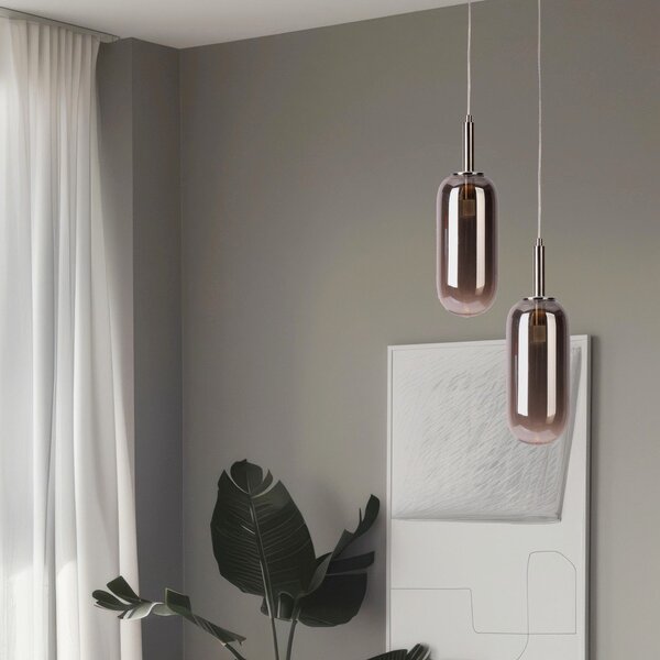 Antracytowa lampa wisząca LED ze szklanym kloszem ø 13 cm Fiuggi – Candellux Lighting