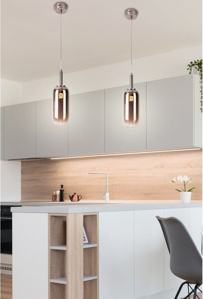 Antracytowa lampa wisząca LED ze szklanym kloszem ø 13 cm Fiuggi – Candellux Lighting