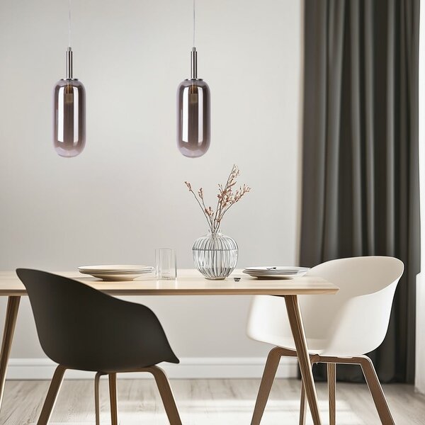 Antracytowa lampa wisząca LED ze szklanym kloszem ø 13 cm Fiuggi – Candellux Lighting