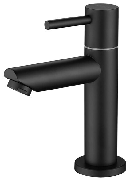 Kran zimnej wody - Bateria umywalkowa na zimną wodę - Stal nierdzewna - Czarny - Wysokość 93,4 mm - Toaleta i łazienka